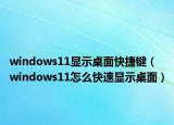windows11显示桌面快捷键（windows11怎么快速显示桌面）