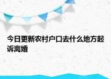 今日更新农村户口去什么地方起诉离婚