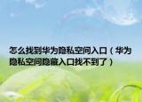 怎么找到华为隐私空间入口（华为隐私空间隐藏入口找不到了）