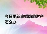 今日更新离婚隐藏财产怎么办
