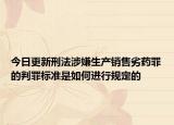 今日更新刑法涉嫌生产销售劣药罪的判罪标准是如何进行规定的