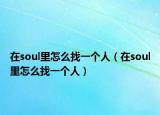 在soul里怎么找一个人（在soul里怎么找一个人）