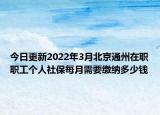 今日更新2022年3月北京通州在职职工个人社保每月需要缴纳多少钱