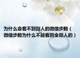 为什么会看不到别人的微信步数（微信步数为什么不能看到全部人的）