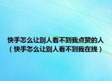 快手怎么让别人看不到我点赞的人（快手怎么让别人看不到我在线）