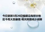今日更新3月26日福建沿海部分地区今有大到暴雨 明天降雨减少减弱