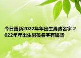 今日更新2022年年出生男孩名字 2022年年出生男孩名字有哪些