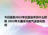 今日更新2022年白露是农历什么时候 2022年大暑这天的气温变化如何