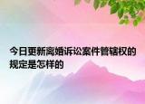 今日更新离婚诉讼案件管辖权的规定是怎样的