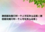 微信朋友圈只对一个人可见怎么设置（微信朋友圈只对一个人可见怎么设置）