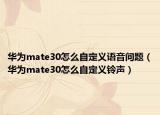 华为mate30怎么自定义语音问题（华为mate30怎么自定义铃声）