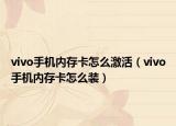 vivo手机内存卡怎么激活（vivo手机内存卡怎么装）