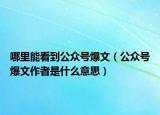 哪里能看到公众号爆文（公众号爆文作者是什么意思）