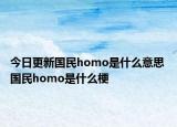 今日更新国民homo是什么意思 国民homo是什么梗