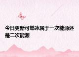 今日更新可燃冰属于一次能源还是二次能源