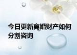 今日更新离婚财产如何分割咨询