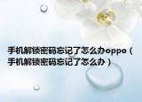 手机解锁密码忘记了怎么办oppo（手机解锁密码忘记了怎么办）