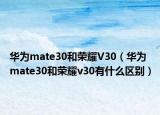 华为mate30和荣耀V30（华为mate30和荣耀v30有什么区别）