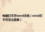 电脑打不开word文档（wrod打不开怎么回事）