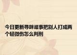 今日更新寻衅滋事把别人打成两个轻微伤怎么判刑