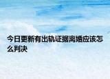今日更新有出轨证据离婚应该怎么判决