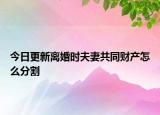 今日更新离婚时夫妻共同财产怎么分割