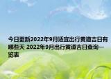 今日更新2022年9月适宜出行黄道吉日有哪些天 2022年9月出行黄道吉日查询一览表