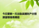 今日更新一方出轨离婚财产分割损害赔偿有哪些
