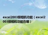 excel2003照相机功能（excel2003照相机功能在哪）