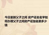 今日更新父子之间 房产证去名字如何办理父子之间房产证加名要多少钱