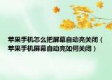 苹果手机怎么把屏幕自动亮关闭（苹果手机屏幕自动亮如何关闭）