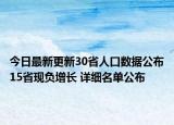 今日最新更新30省人口数据公布15省现负增长 详细名单公布