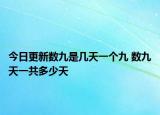 今日更新数九是几天一个九 数九天一共多少天
