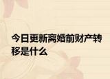 今日更新离婚前财产转移是什么