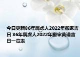 今日更新86年属虎人2022年搬家吉日 86年属虎人2022年搬家黄道吉日一览表