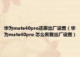 华为mate40pro还原出厂设置（华为mate40pro 怎么恢复出厂设置）