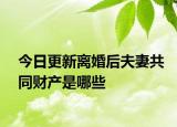 今日更新离婚后夫妻共同财产是哪些