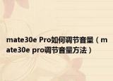 mate30e Pro如何调节音量（mate30e pro调节音量方法）