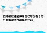 微博被过滤的评论自己怎么看（怎么看被微博过滤掉的评论）