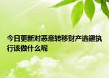 今日更新对恶意转移财产逃避执行该做什么呢