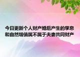 今日更新个人财产婚后产生的孳息和自然增值属不属于夫妻共同财产