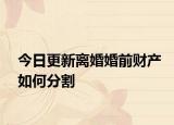 今日更新离婚婚前财产如何分割