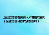 企业微信能看见别人所发朋友圈吗（企业微信可以发朋友圈吗）