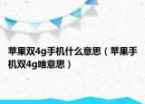 苹果双4g手机什么意思（苹果手机双4g啥意思）