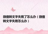 微信转文字失败了怎么办（微信转文字失败怎么办）