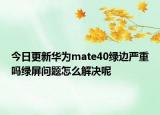 今日更新华为mate40绿边严重吗绿屏问题怎么解决呢