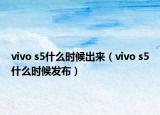 vivo s5什么时候出来（vivo s5什么时候发布）