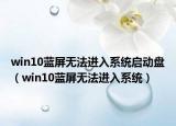win10蓝屏无法进入系统启动盘（win10蓝屏无法进入系统）