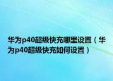 华为p40超级快充哪里设置（华为p40超级快充如何设置）