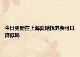 今日更新在上海离婚抚养费可以降低吗